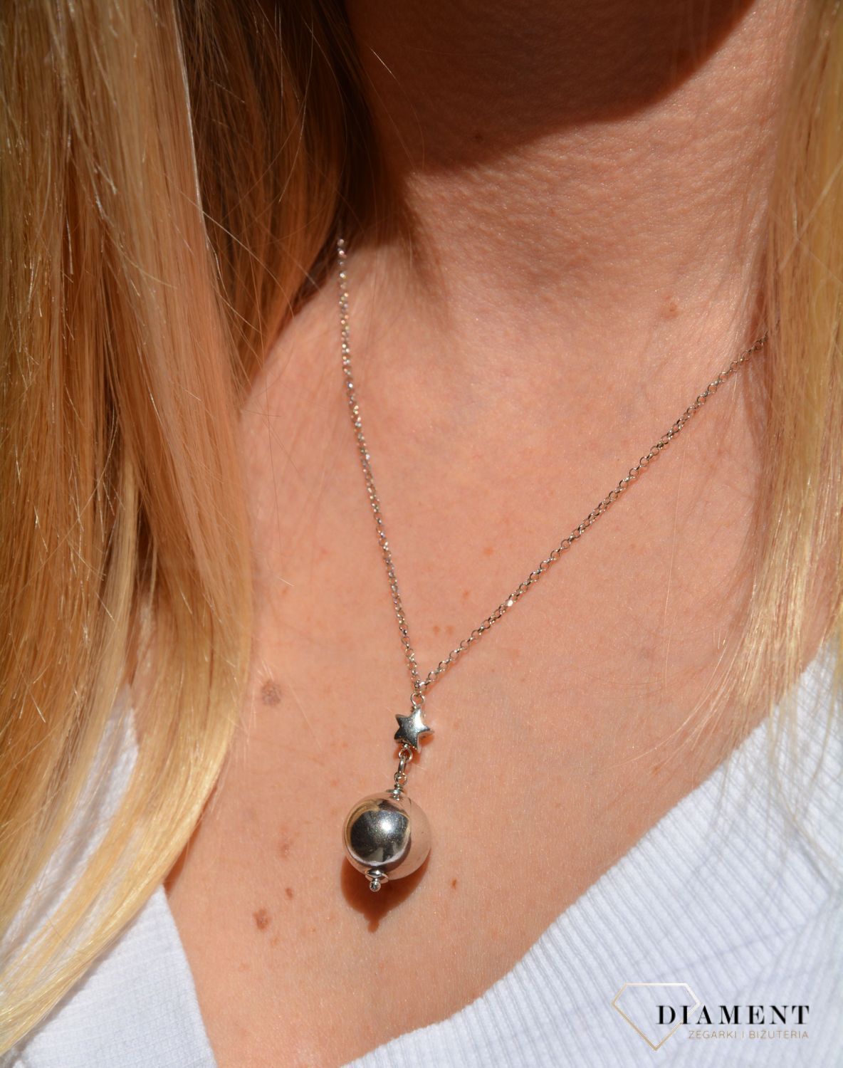 Naszyjnik srebrny kulka z gwiazdką Dall'Acqua C RM 21193 058.jpg